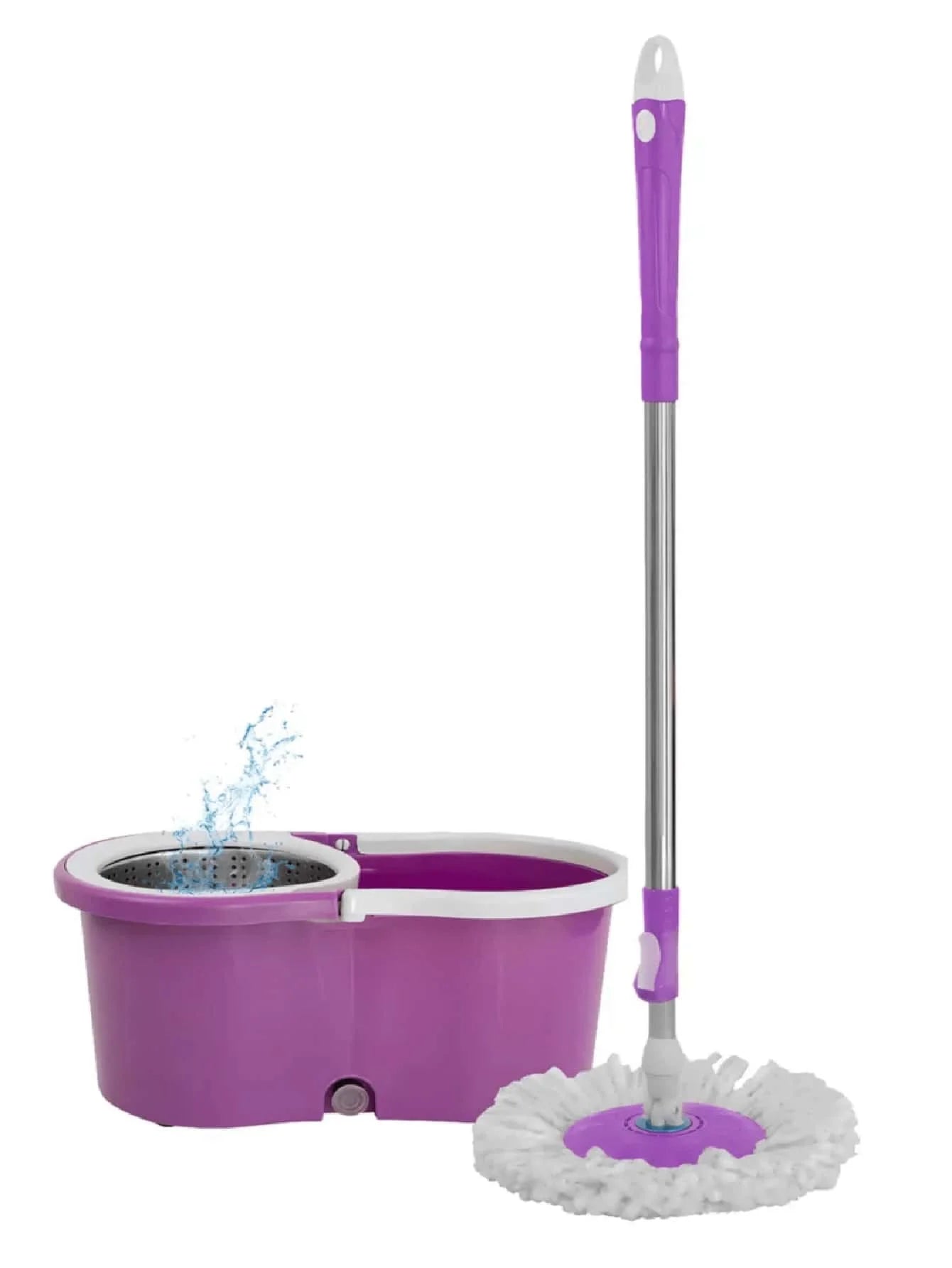 Trapeador giratorio de 360 grados con exprimidor y cubo, trapeador mágico giratorio, práctico, limpieza del hogar, diseño lindo, microfibra absorbente