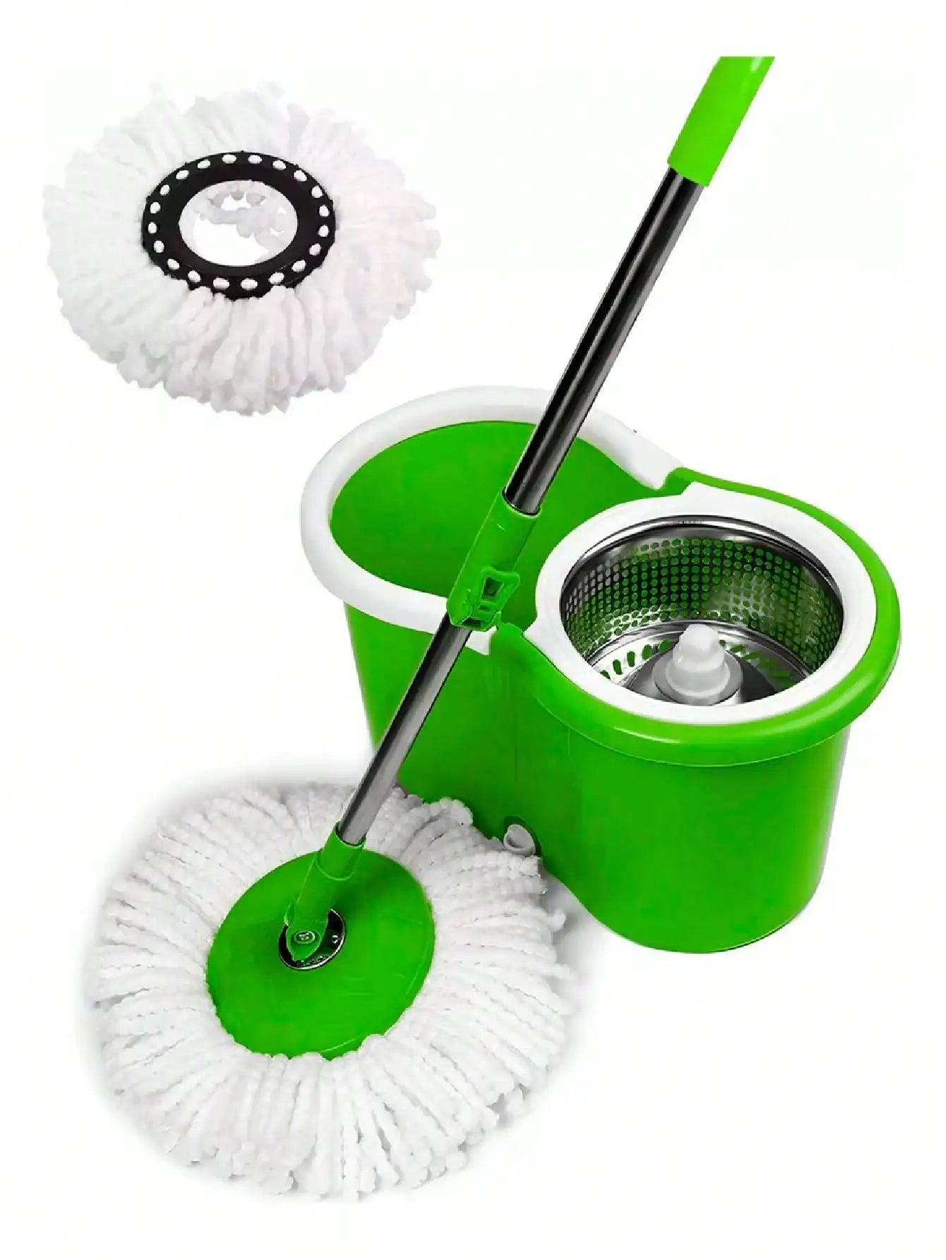 Trapeador giratorio de 360 grados con exprimidor y cubo, trapeador mágico giratorio, práctico, limpieza del hogar, diseño lindo, microfibra absorbente