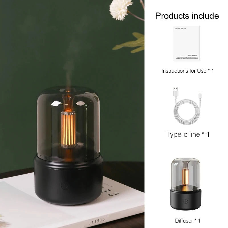 Minidifusor de aroma portátil, humidificador de aire USB, aceite esencial, luz nocturna, generador de niebla fría, pulverizador para regalo del hogar