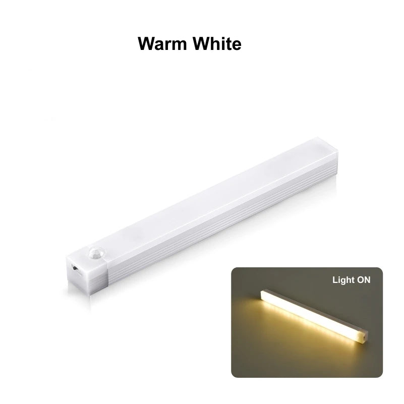 Barra de luz LED con sensor de movimiento recargable, luz nocturna de inducción, lámpara magnética inalámbrica portátil para gabinete de cocina y mesita de noche.