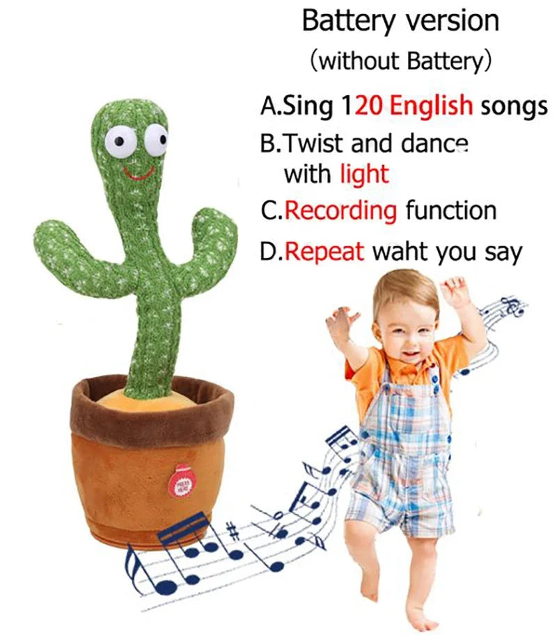 Cactus de peluche para niños que bailan, hablan y cantan, imitan, graban y repiten lo que dices, con 120 canciones bailando inteligentemente.