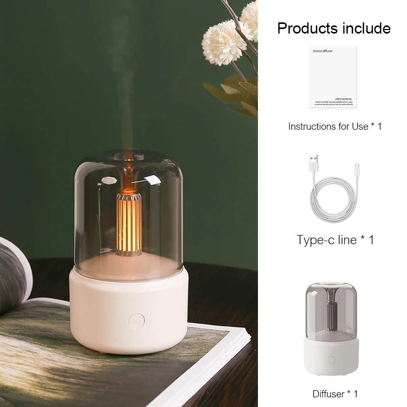 Minidifusor de aroma portátil, humidificador de aire USB, aceite esencial, luz nocturna, generador de niebla fría, pulverizador para regalo del hogar