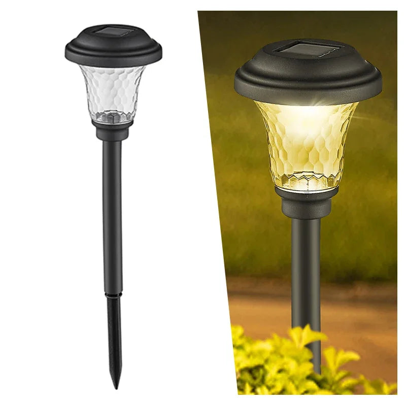LED Solar Pathway Lights Outdoor IP65 Waterproof Garden Stake Glass Led Path Lights for Yard Patio Landscape Walkway Lighting