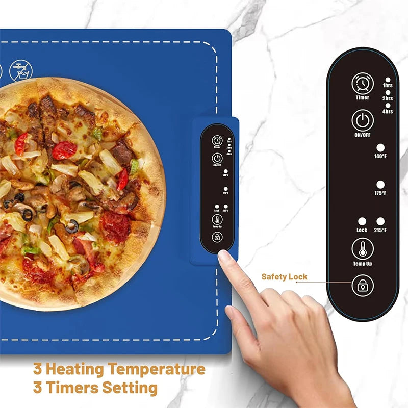 Tapete calentador para alimentos Bandeja calentadora eléctrica para bufés Fiestas y uso diario en el hogar Calentamiento rápido en 10 segundos Diseño portátil Programable