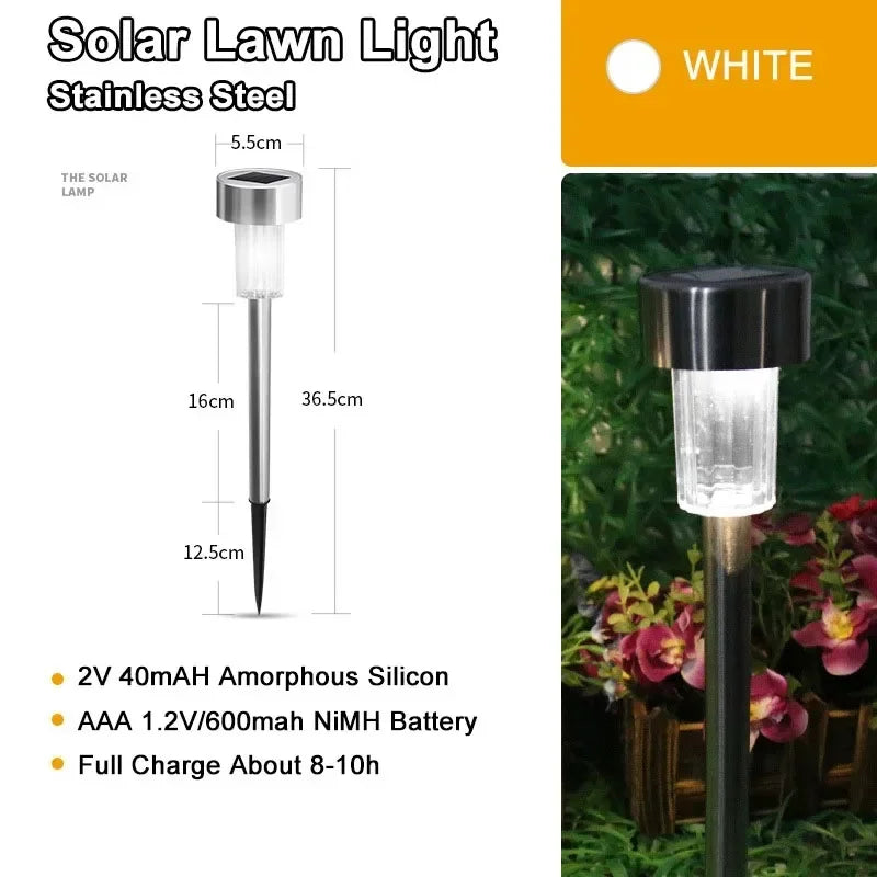 LED Solar Pathway Lights Outdoor IP65 Waterproof Garden Stake Glass Led Path Lights for Yard Patio Landscape Walkway Lighting
