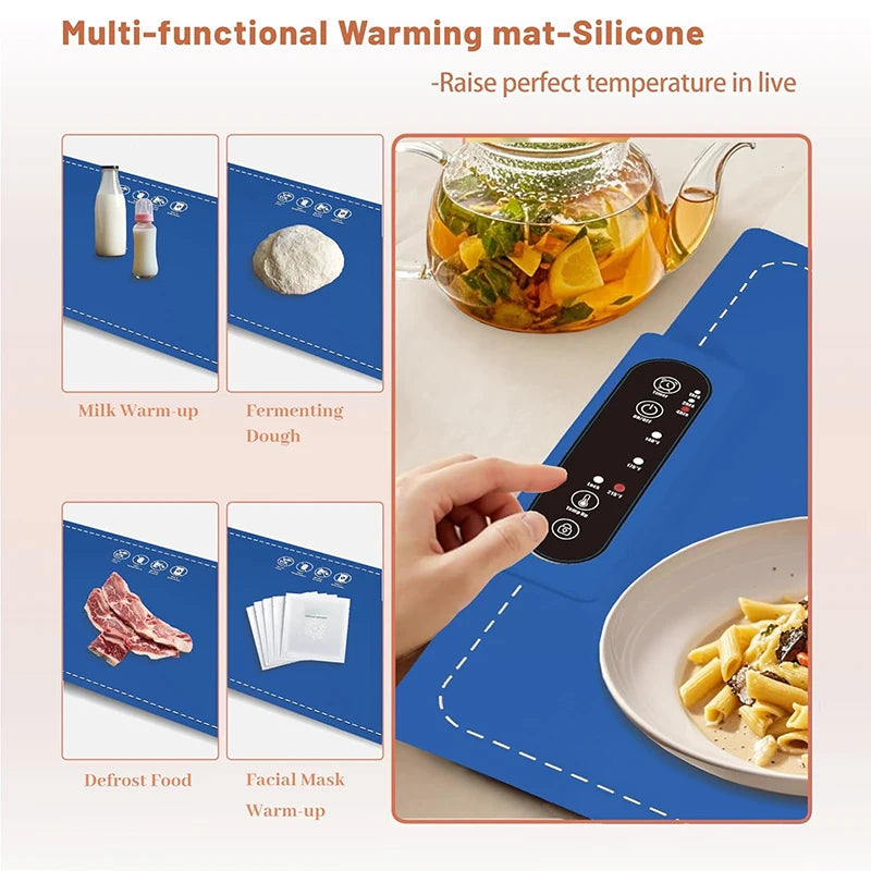 Tapete calentador para alimentos Bandeja calentadora eléctrica para bufés Fiestas y uso diario en el hogar Calentamiento rápido en 10 segundos Diseño portátil Programable