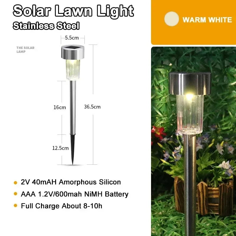 LED Solar Pathway Lights Outdoor IP65 Waterproof Garden Stake Glass Led Path Lights for Yard Patio Landscape Walkway Lighting