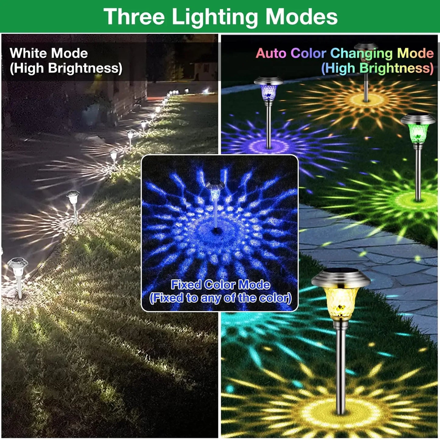 LED Solar Pathway Lights Outdoor IP65 Waterproof Garden Stake Glass Led Path Lights for Yard Patio Landscape Walkway Lighting