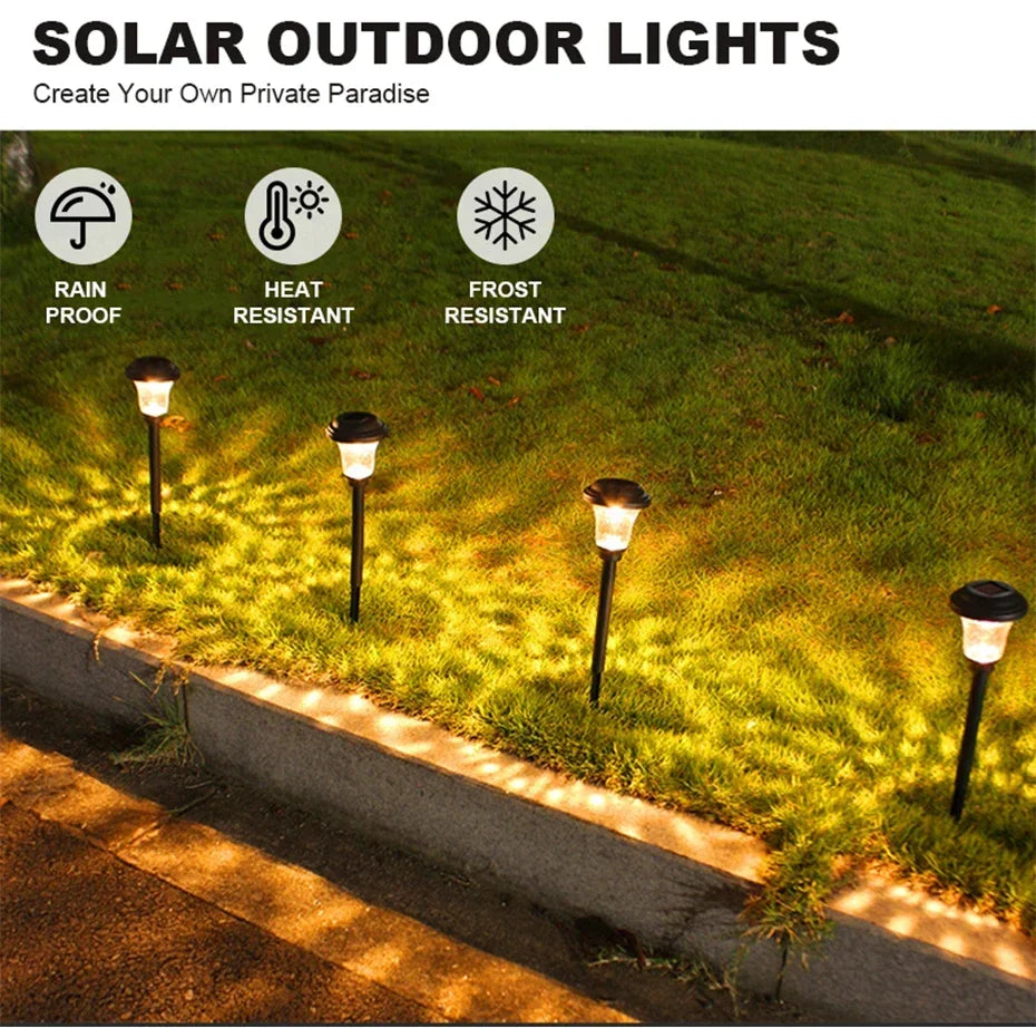 LED Solar Pathway Lights Outdoor IP65 Waterproof Garden Stake Glass Led Path Lights for Yard Patio Landscape Walkway Lighting