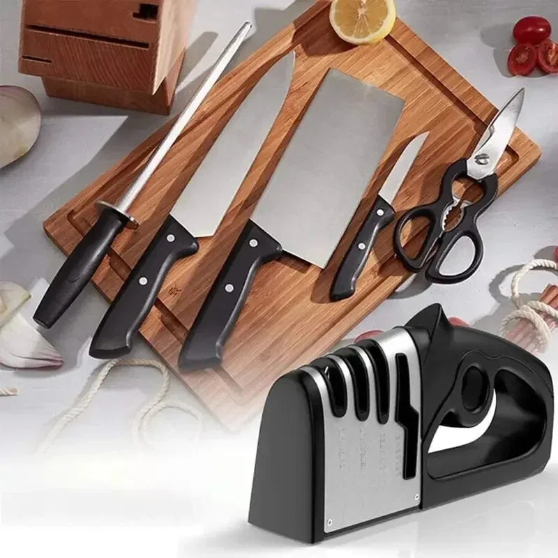 Afilador de cuchillos portátil multifuncional 4 en 1, afilador de cuchillas de acero inoxidable, utensilios de cocina