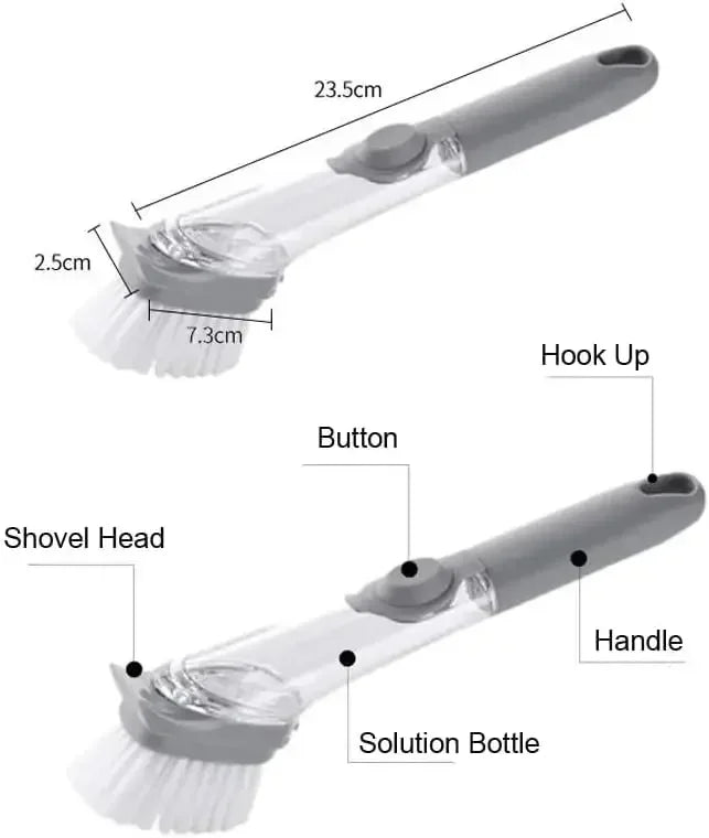 Cepillo de limpieza de cocina 2 en 1 con cabezal extraíble, dispensador de jabón y esponja, juego de cepillos para lavar platos, herramientas de limpieza de cocina