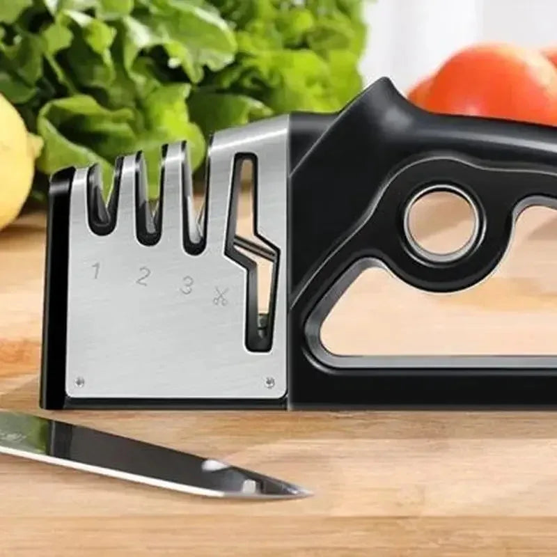 Afilador de cuchillos portátil multifuncional 4 en 1, afilador de cuchillas de acero inoxidable, utensilios de cocina