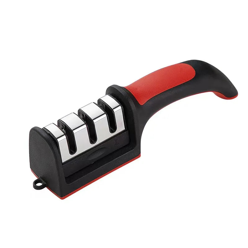 Afilador de herramientas portátil multifuncional con cabezal de afilado extraíble, plástico duradero y funcionamiento manual.