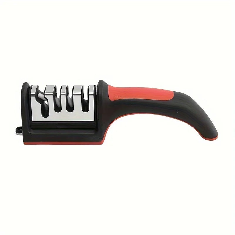Afilador de herramientas portátil multifuncional con cabezal de afilado extraíble, plástico duradero y funcionamiento manual.