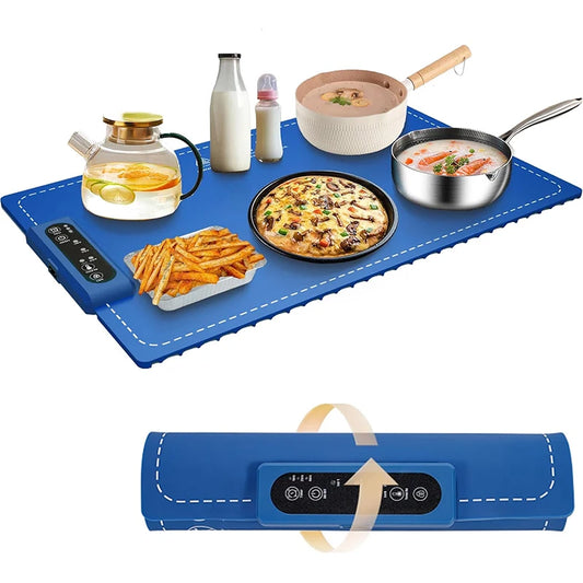Tapete calentador para alimentos Bandeja calentadora eléctrica para bufés Fiestas y uso diario en el hogar Calentamiento rápido en 10 segundos Diseño portátil Programable